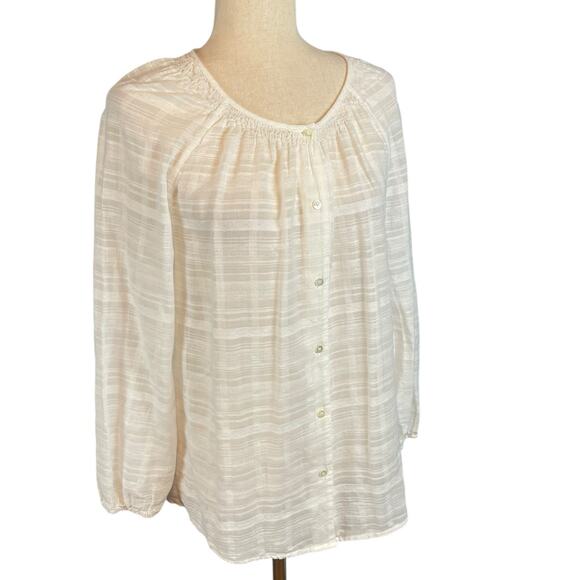J. McLaughlin Button Front Peasant Blouse Top Long Sleeve White Women's Small - Picture 2 of 6